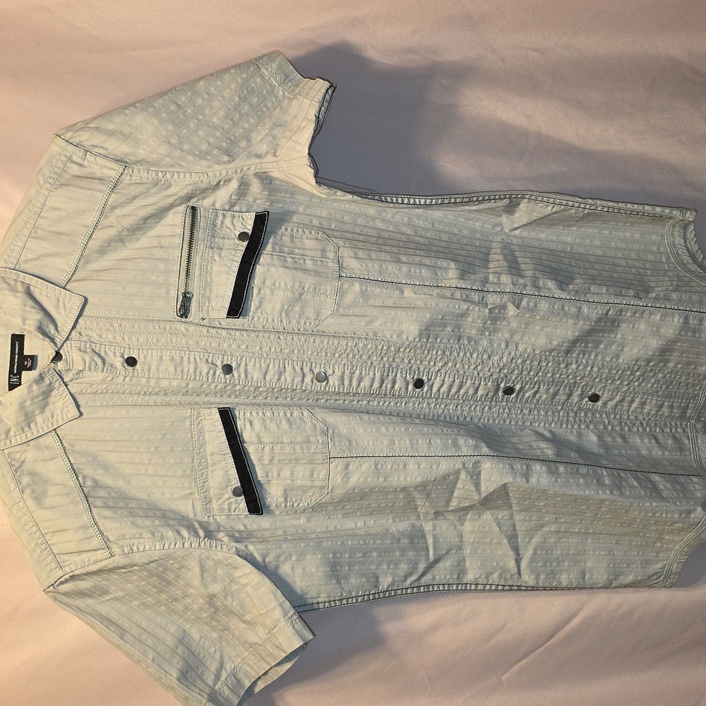 INC International Concepts Light Gray Button Up Shirt Mens Medium (Frank #21)